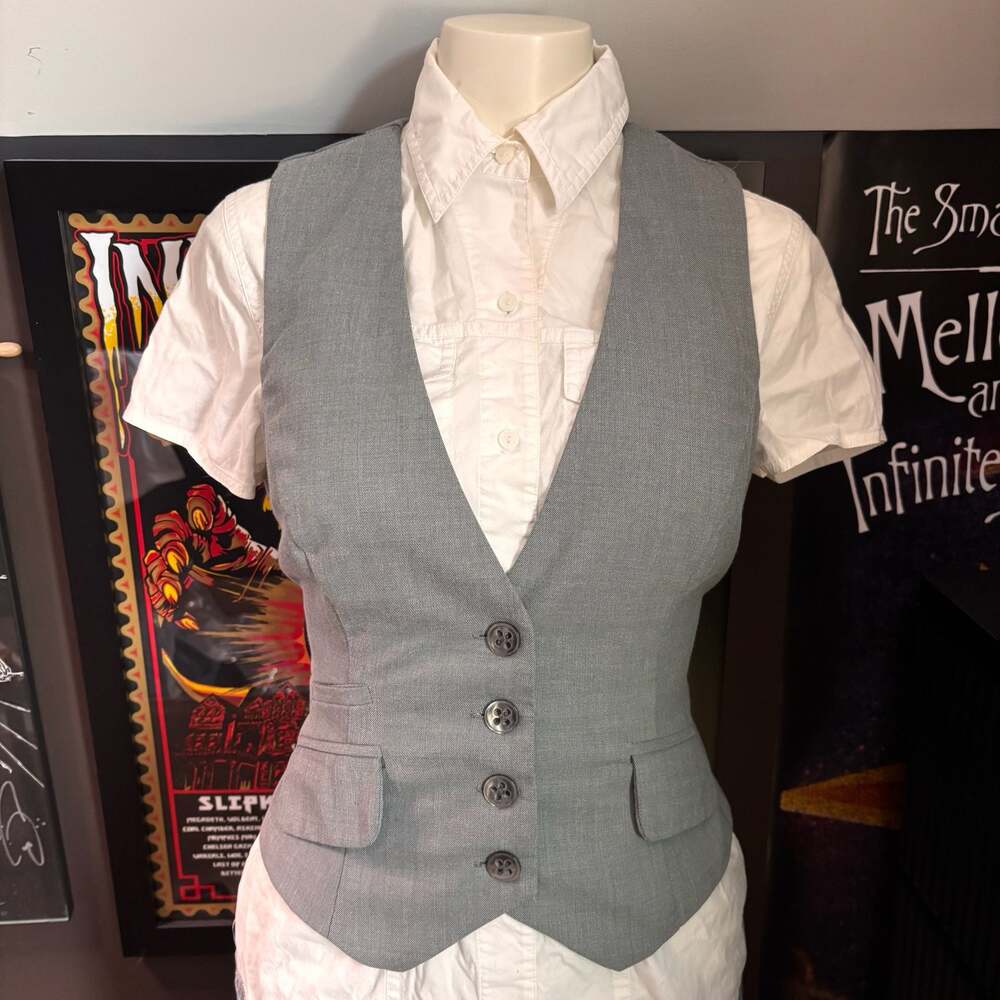 Maurices Women's Grey Button-Up Tailored Waistcoat Vest